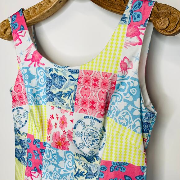 Kaeli Smith Sheath Dress Sz 2 Patchwork Sea Life - Picture 7 of 11